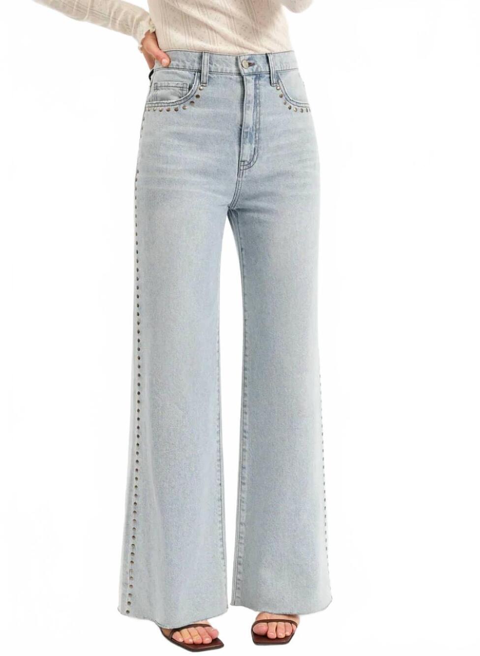 NEW DAZE far out highrise wide leg jeans in let's dance
